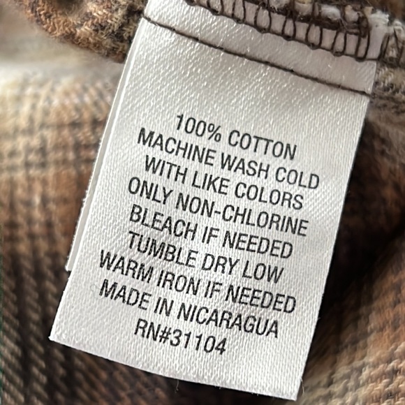 True Craft Orange and Gray Long sleeve flannel shirt with pockets on the chest. - Picture 7 of 8